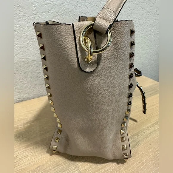 Genuine Leather Rivet Shoulder Bag - Picture 5 of 11